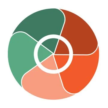 Template Pie chart for  Infographics with 5 positions area text Stock Illustration