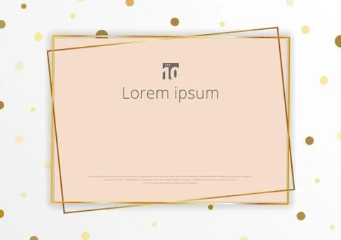 Template pink geometric vector design gold frames on golden dot confetti patt Illustrazione stock