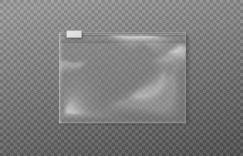 Template of plastic empty zipper bag realistic vector illustration isolated. Illustrazione stock
