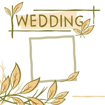 Template for a postcard, story or post on a wedding theme. Leaves with branch 스톡 일러스트