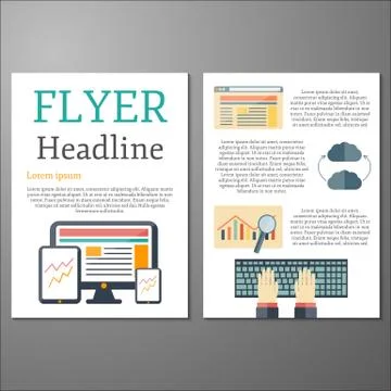 Template with programming flat objects for flyers or booklets Stock Illustration