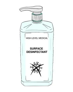 Template pump bottle high level medical surface premise disinfectant. Product Stock Illustration