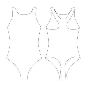 Template racerback bodysuit vector illustration flat design outline clothin.. Stock Illustration