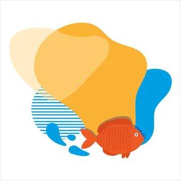A template with a red fish in a modern style on a red background Stock Illustration