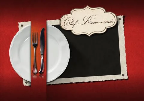 Template for a Restaurant Menu with Text Chef Recommends Stock Photos