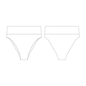 Template ribbed high cut bikini bottom vector illustration flat design outl.. Stock Illustration