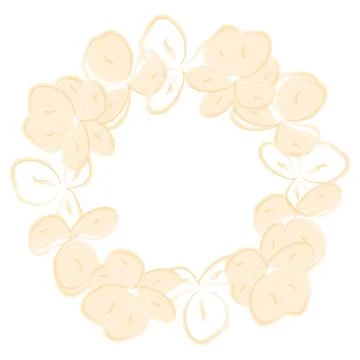 Template of a round frame made of flower of pale sand color in a watercolor Illustrazione stock