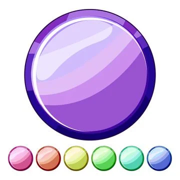 Template round game button cartoon vector graphic Stock Illustration