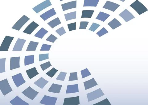 Template with rounded blue and grey shape by squares. Vector Stock Illustration