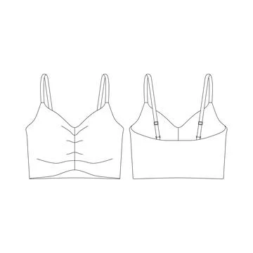 Template ruched longline sports bra vector illustration flat design outline.. Stock Illustration