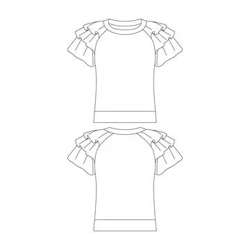 Template ruffle sleeve sweater vector illustration flat design outline clot.. Stock Illustration