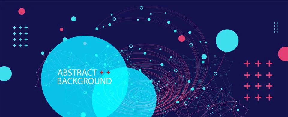 Template for science and technology presentation. Plexus style background. Illustrazione stock