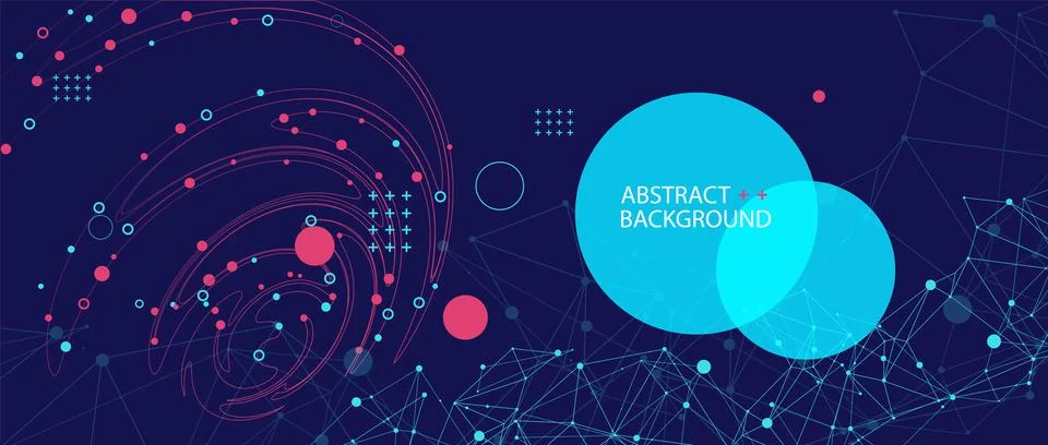 Template for science and technology presentation. Plexus style background. Illustrazione stock