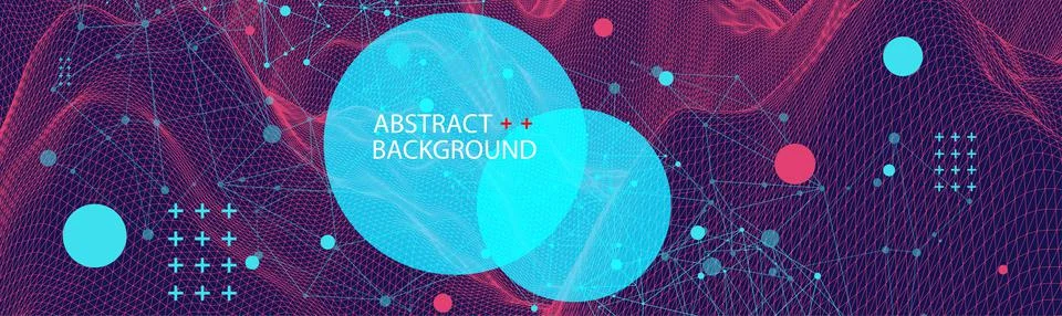 Template for science and technology presentation. Plexus style background. Illustrazione stock