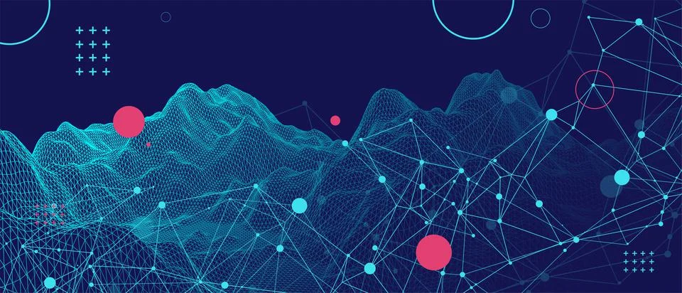 Template for science and technology presentation. Plexus style background. 스톡 일러스트