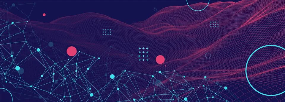 Template for science and technology presentation. Plexus style background. 스톡 일러스트