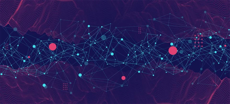 Template for science and technology presentation. Plexus style background. 库存插图