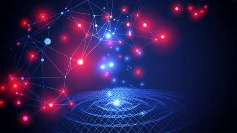 Template for science and technology presentation. Plexus style background. 스톡 일러스트