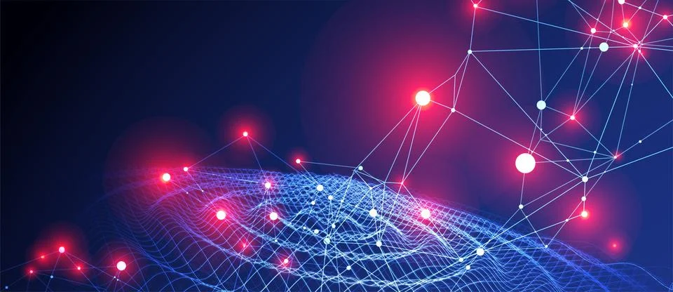 Template for science and technology presentation. Plexus style background. 스톡 일러스트