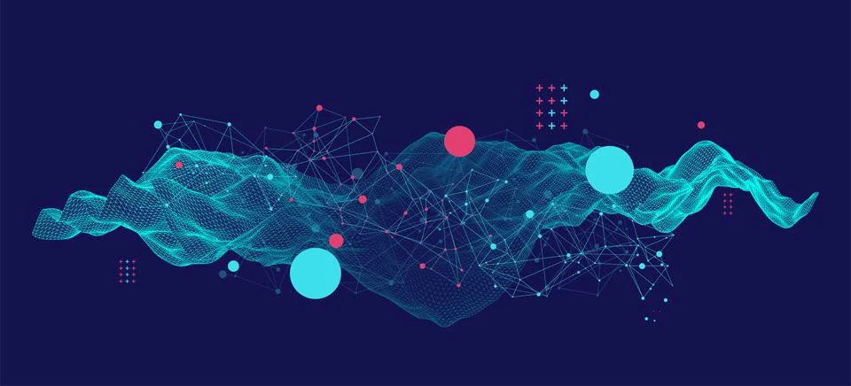 Template for science and technology presentation. Plexus style background. Stock Illustration