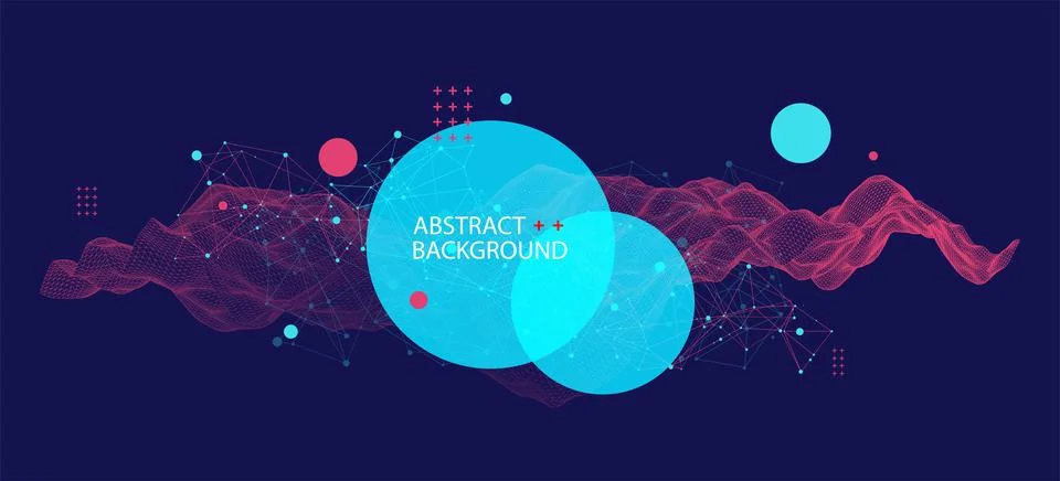 Template for science and technology presentation. Plexus style background. Illustrazione stock