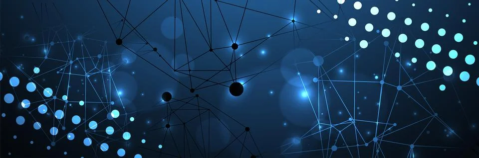 Template for science and technology presentation. Plexus style background. Illustrazione stock