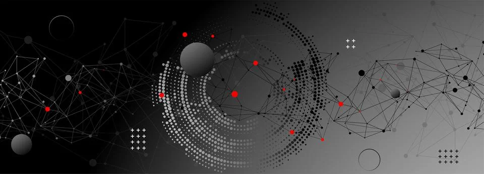 Template for science and technology presentation. Plexus style background. Stock Illustration