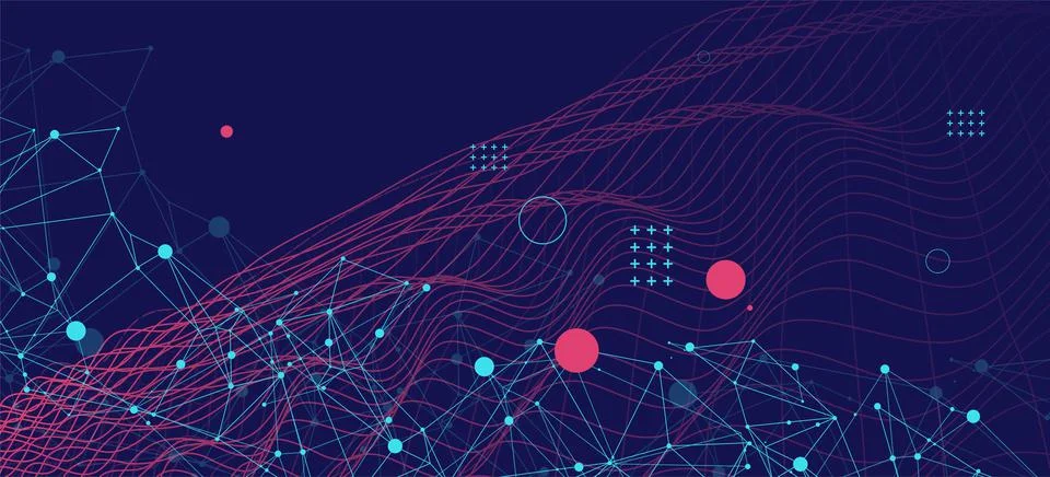 Template for science and technology presentation. Plexus style background. 스톡 일러스트