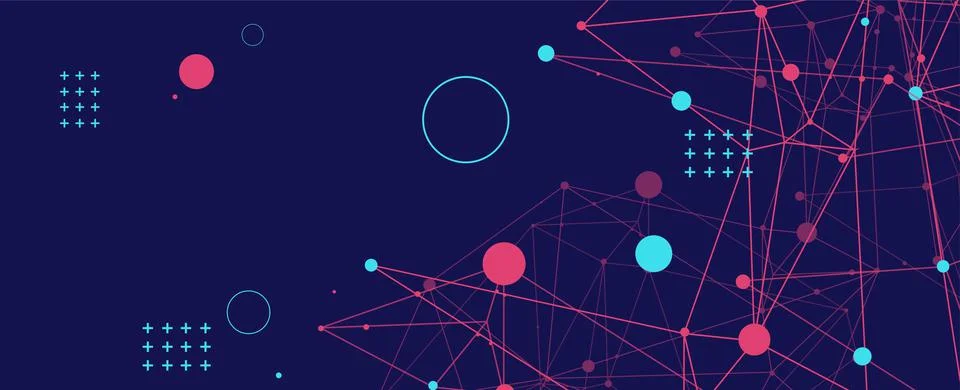 Template for science and technology presentation. Plexus style background. 스톡 일러스트