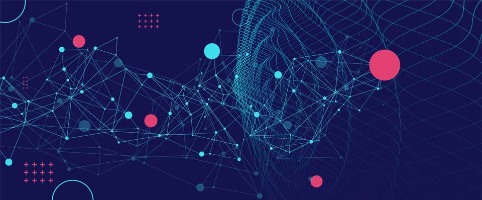 Template for science and technology presentation. Plexus style background. イラスト素材