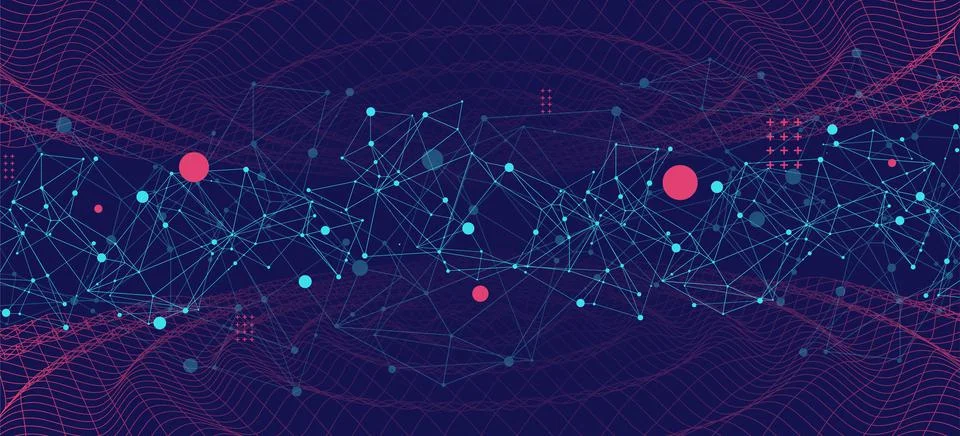 Template for science and technology presentation. Plexus style background. 스톡 일러스트