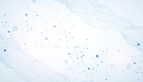 Template for science and technology presentation. Plexus style background. Stock Illustration