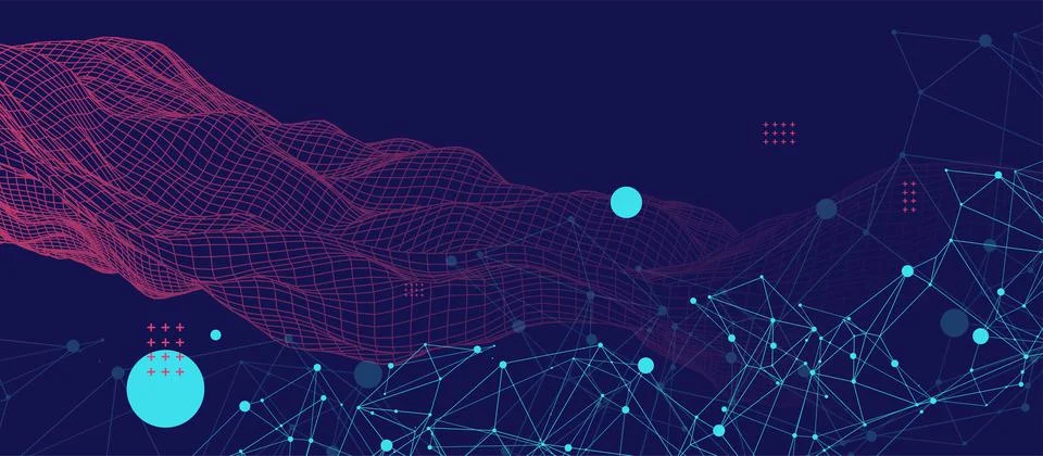 Template for science and technology presentation. Plexus style background. イラスト素材