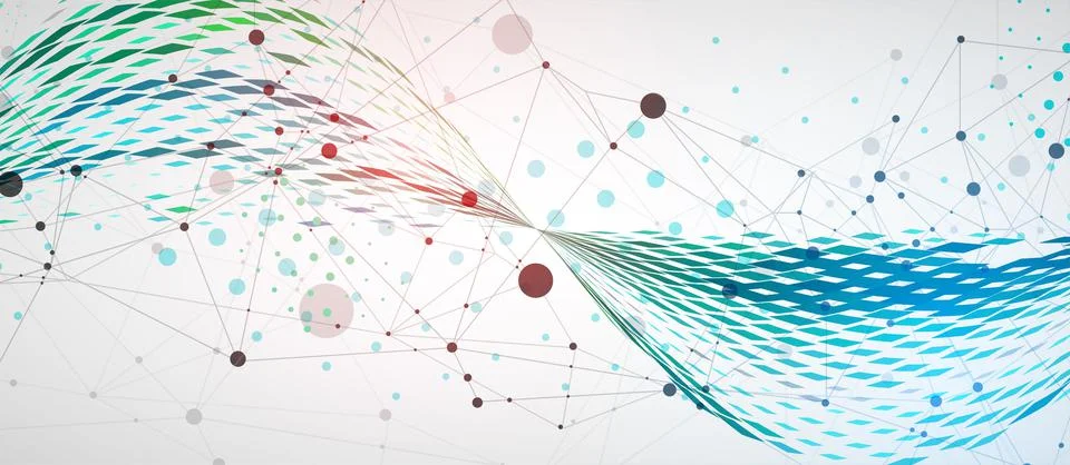 Template for science and technology presentation. Plexus style background. Illustrazione stock