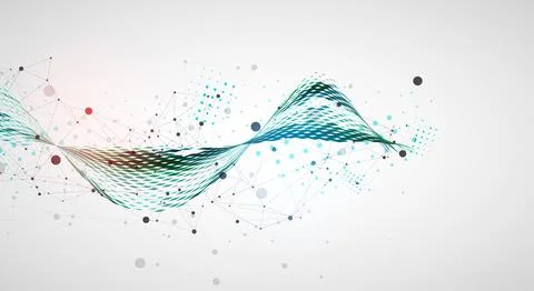 Template for science and technology presentation. Plexus style background. Stock Illustration