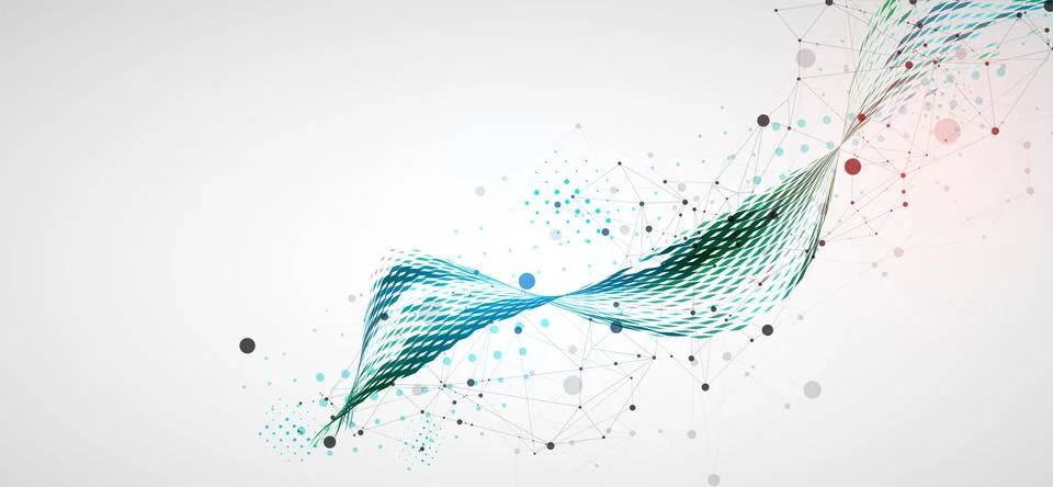 Template for science and technology presentation. Plexus style background. Stock Illustration