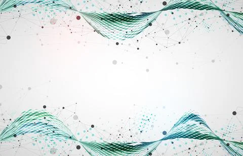 Template for science and technology presentation. Plexus style background. Illustrazione stock