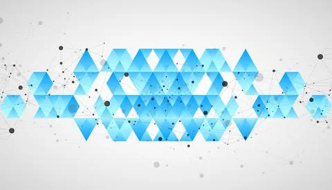 Template for science and technology presentation. Plexus style background. Br Stock Illustration