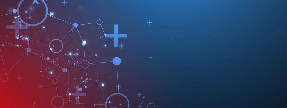 Template for science and technology presentation. Plexus style background. Stock Illustration