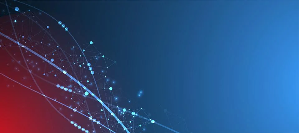 Template for science and technology presentation. Plexus style background. Illustrazione stock