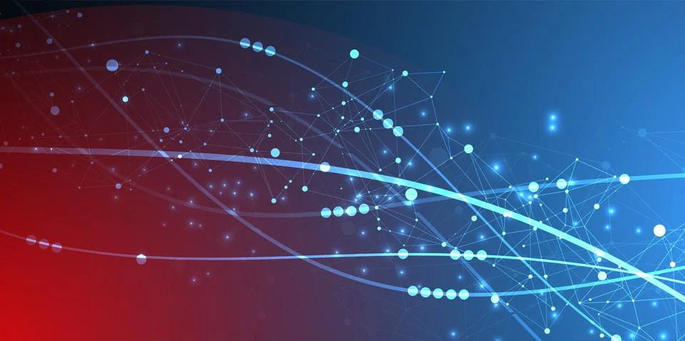 Template for science and technology presentation. Plexus style background. Illustrazione stock