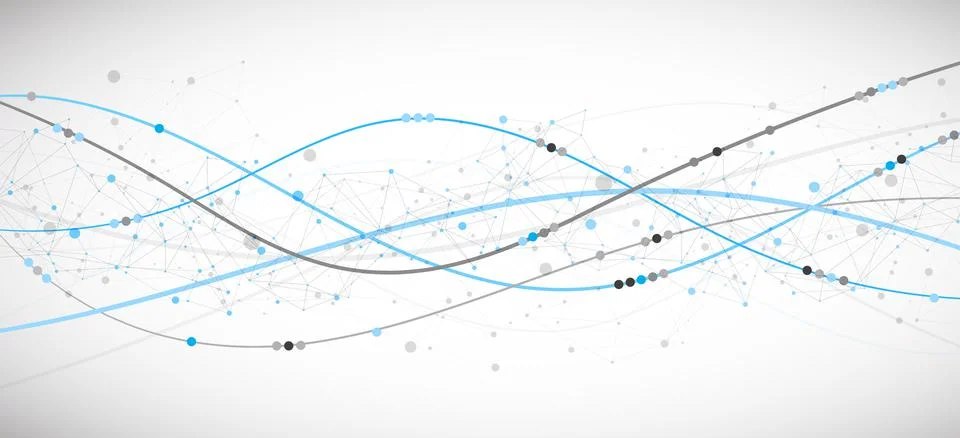 Template for science and technology presentation. Plexus style background. Illustrazione stock