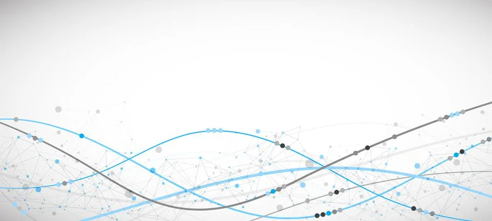 Template for science and technology presentation. Plexus style background. Illustrazione stock