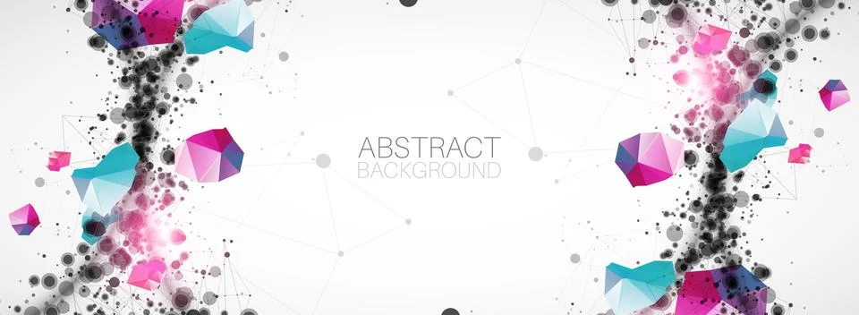 Template for science and technology presentation with connecting dots and lin 스톡 일러스트