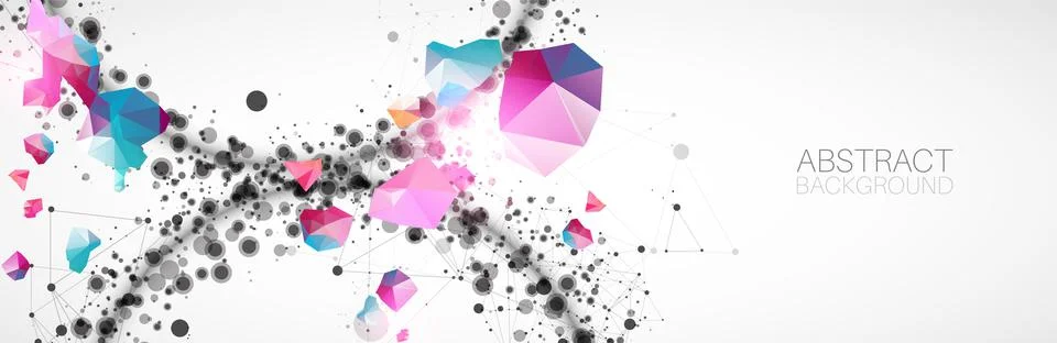 Template for science and technology presentation with connecting dots and lin 스톡 일러스트