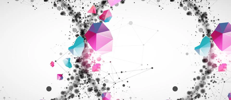 Template for science and technology presentation with connecting dots and lin 스톡 일러스트