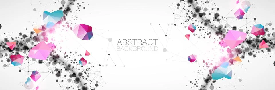 Template for science and technology presentation with connecting dots and lin Illustrazione stock