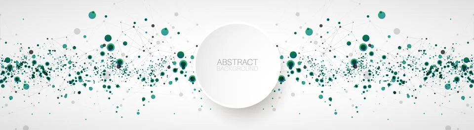 Template for science and technology presentation with connecting dots and lin Illustrazione stock