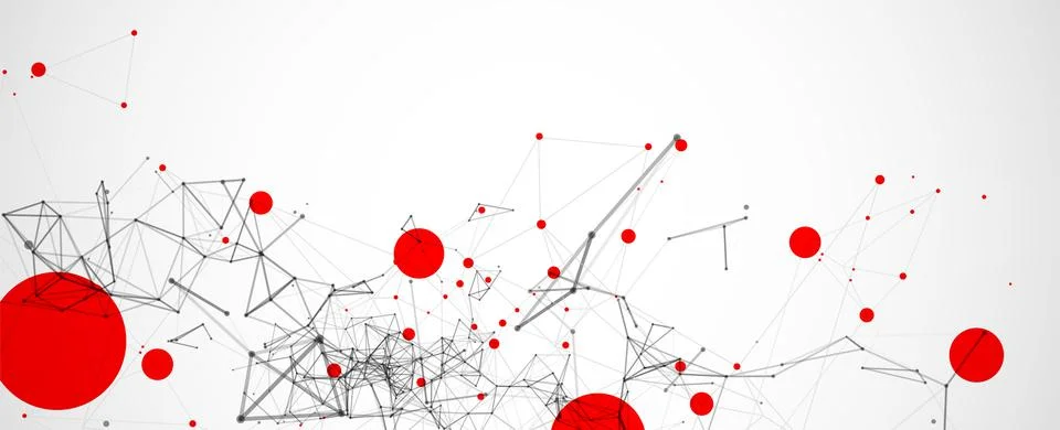 Template for science and technology presentation. Plexus style background. Illustrazione stock