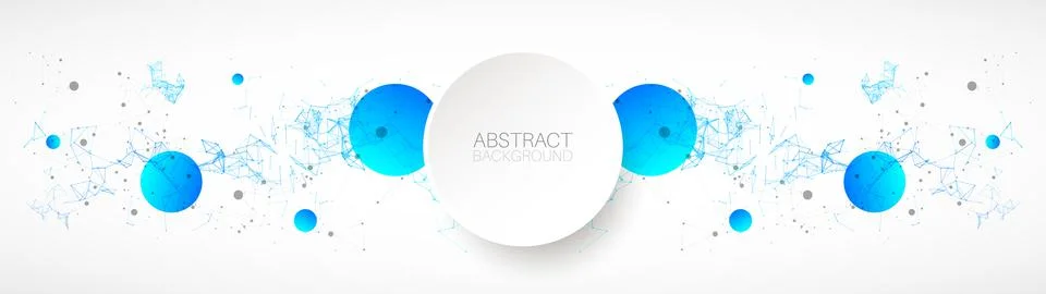 Template for science and technology presentation. Plexus style background. Illustrazione stock